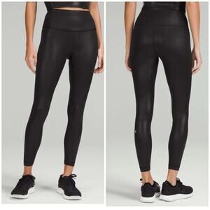 Lululemon wunder train high rise leggings black foil shine 4
